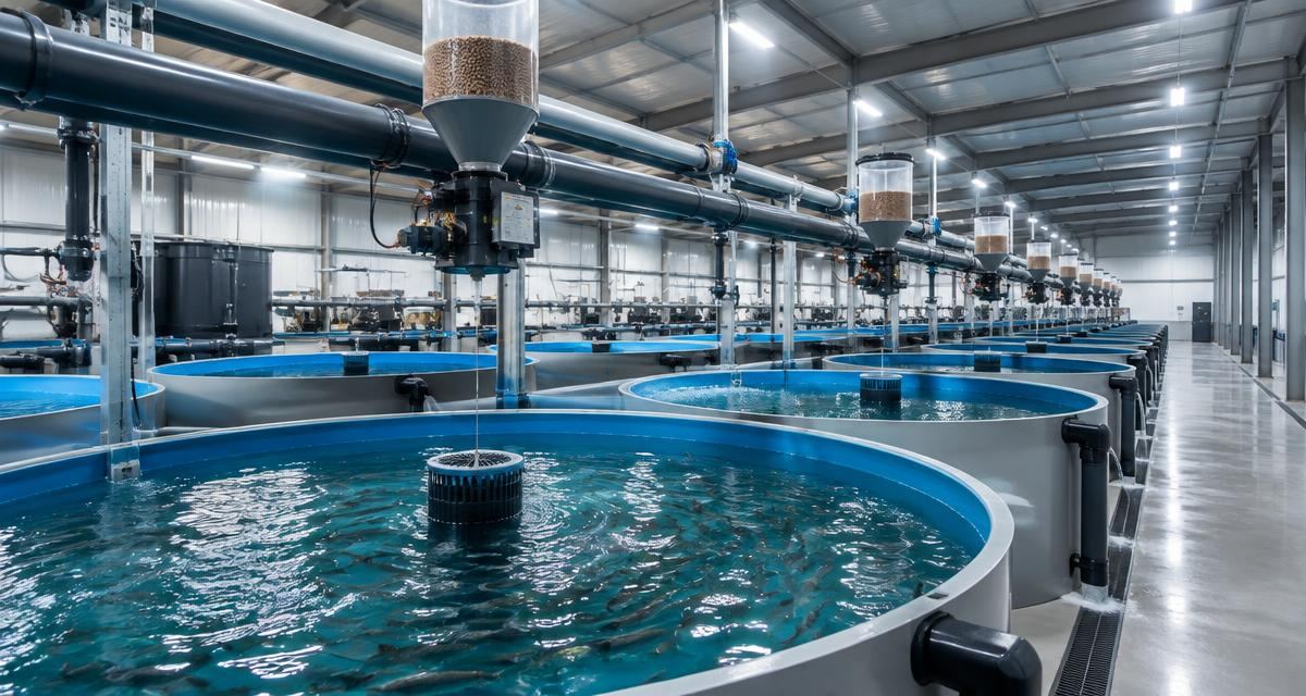 A technician inspecting the biofilter components of a large-scale RAS facility