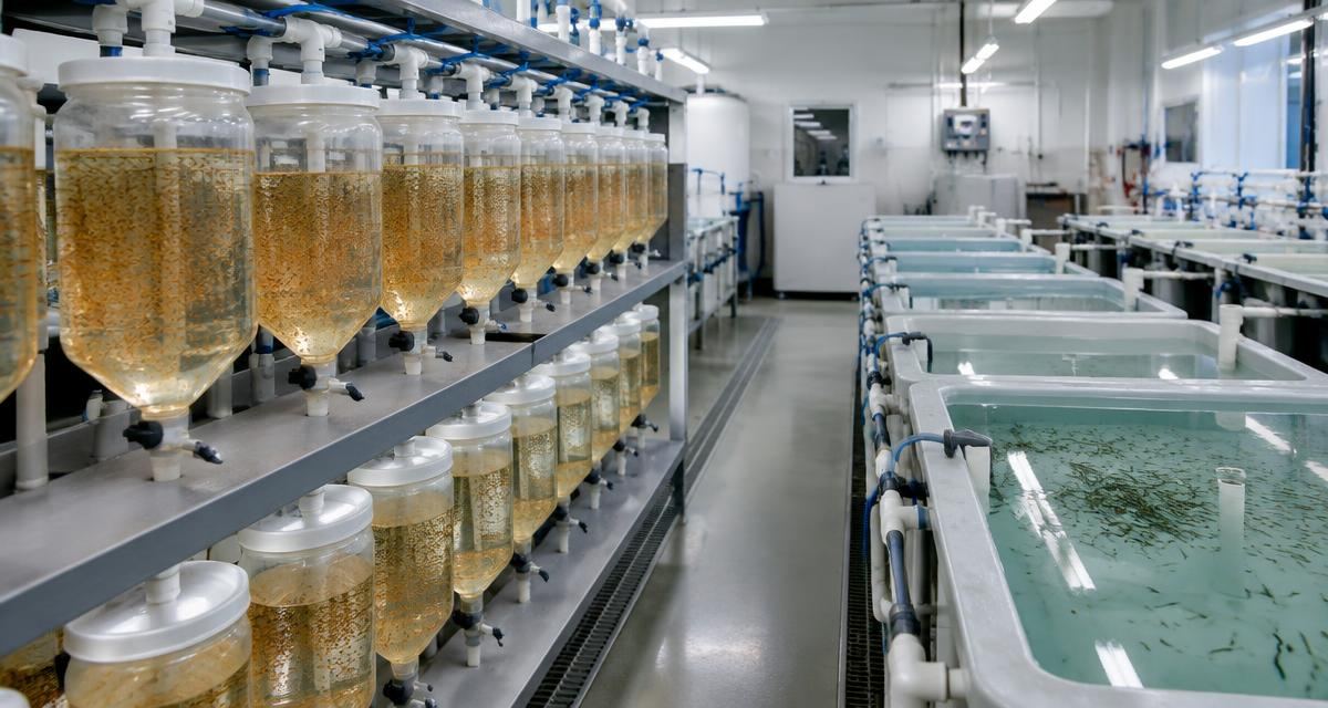 Calculateur de planification d'écloserie — Fish hatchery with incubation jars and larval tanks